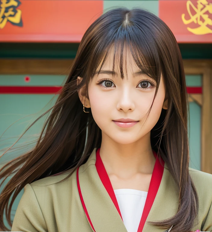 Close-up of a woman wearing a recruitment suit, A painting by Kiyomoto Torii, tumbler, shin hanga, Young and cute gravure idol, realistic young gravure idol, young gravure idol, Young sensual gravure idol, Young skinny gravure idol, Yoshitomo Nara, motto hole