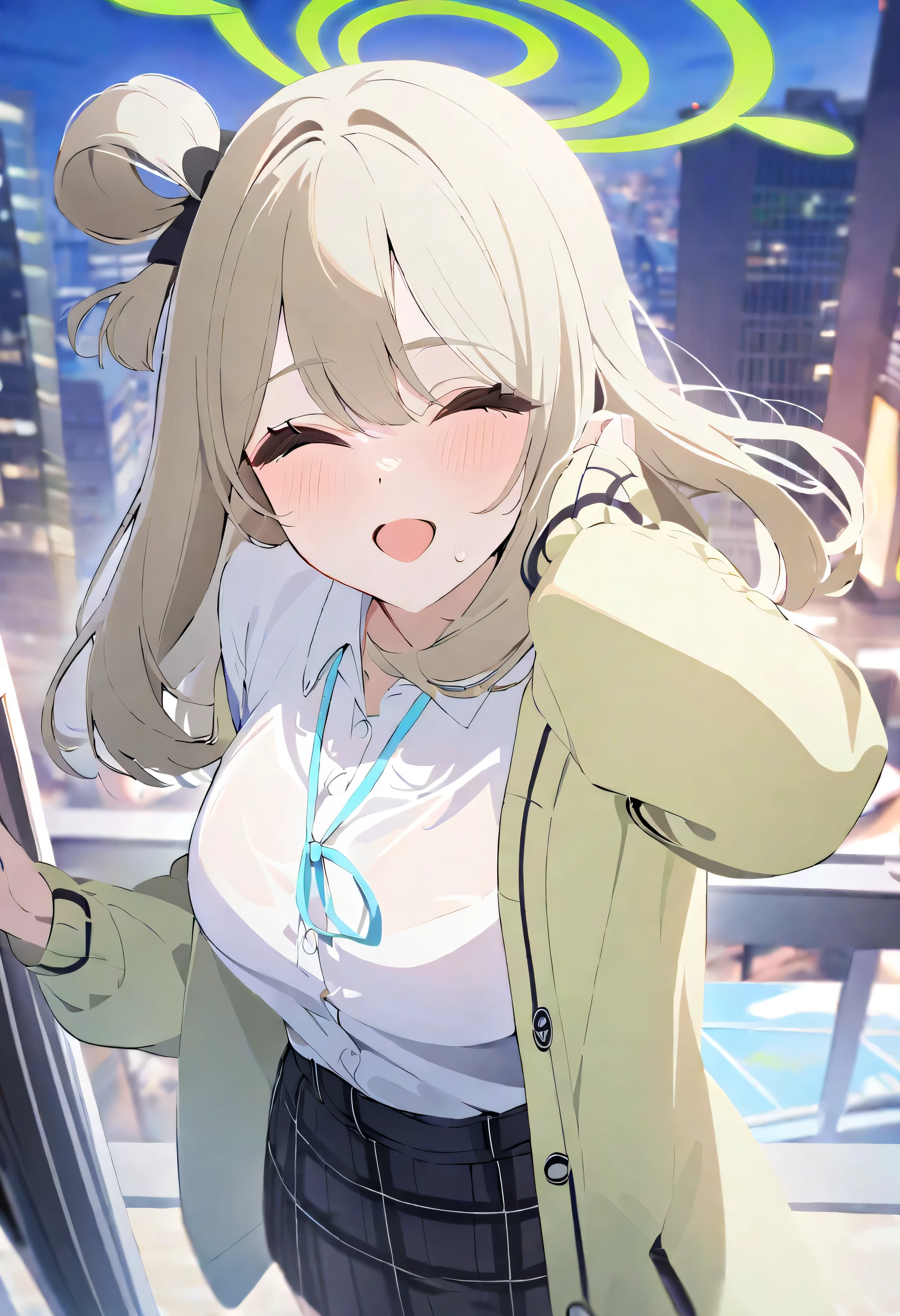 Anime girl with long hair and a white shirt and black skirt - SeaArt AI
