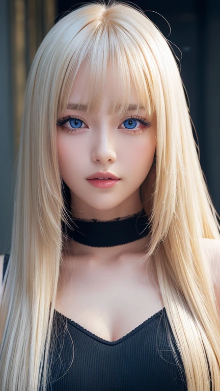 unparalleled beauty, Glossy firm and shiny skin, bangs between the eyes, Glossy Straight Beautiful Platinum Blonde, Super Long Straight Silky Hair, eyeliner, sexyで美しい無邪気な20歳, High Definition Big Big Beautiful Bright Blue Eyes, beautiful and nice girl, ((huge ))、((erotic、sexy、ultra high resolution、the lighting is bright、Precise hands without any discomfort))、hair over eyes、hair over one eye、hair between eyes、