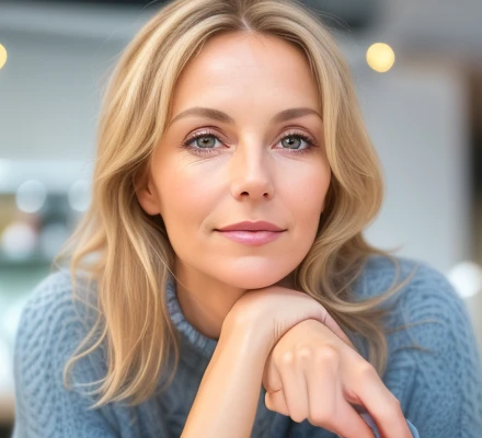 Portrait of a German woman, fifty years old, cute face, slim and thin body, Torptits, (large saggy tits:1.1), Huge Nipples, wearing a (sexy woollen jumper:1.2), standing at the bar, bokeh background, simple background, (highly detailed skin:1.0), (masterpiece:1.2) (photorealistic:1.2) (bokeh) (best quality) (intricate details) (8k) (HDR) (analog film) (canon d5) (cinematic lighting) (sharp focus)