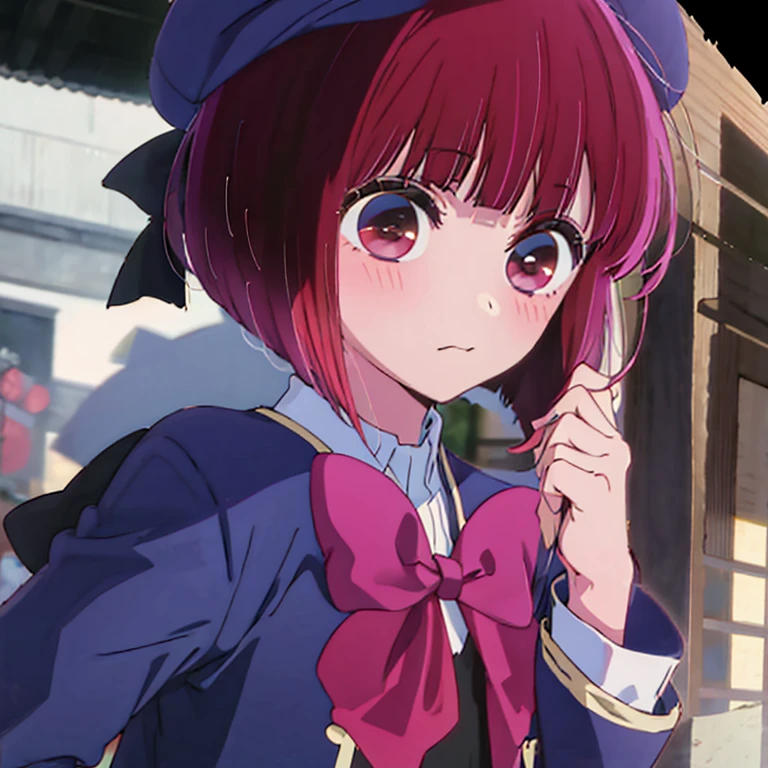 arima kana from Oshi no Ko facing camera, confused face, closed mouth