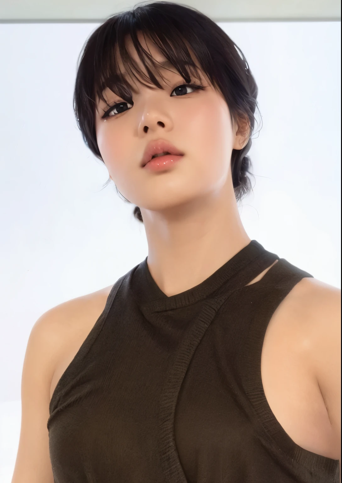 Wonyoung from IVE face, foto realista, ultra HD, 8k, big juicy lips
