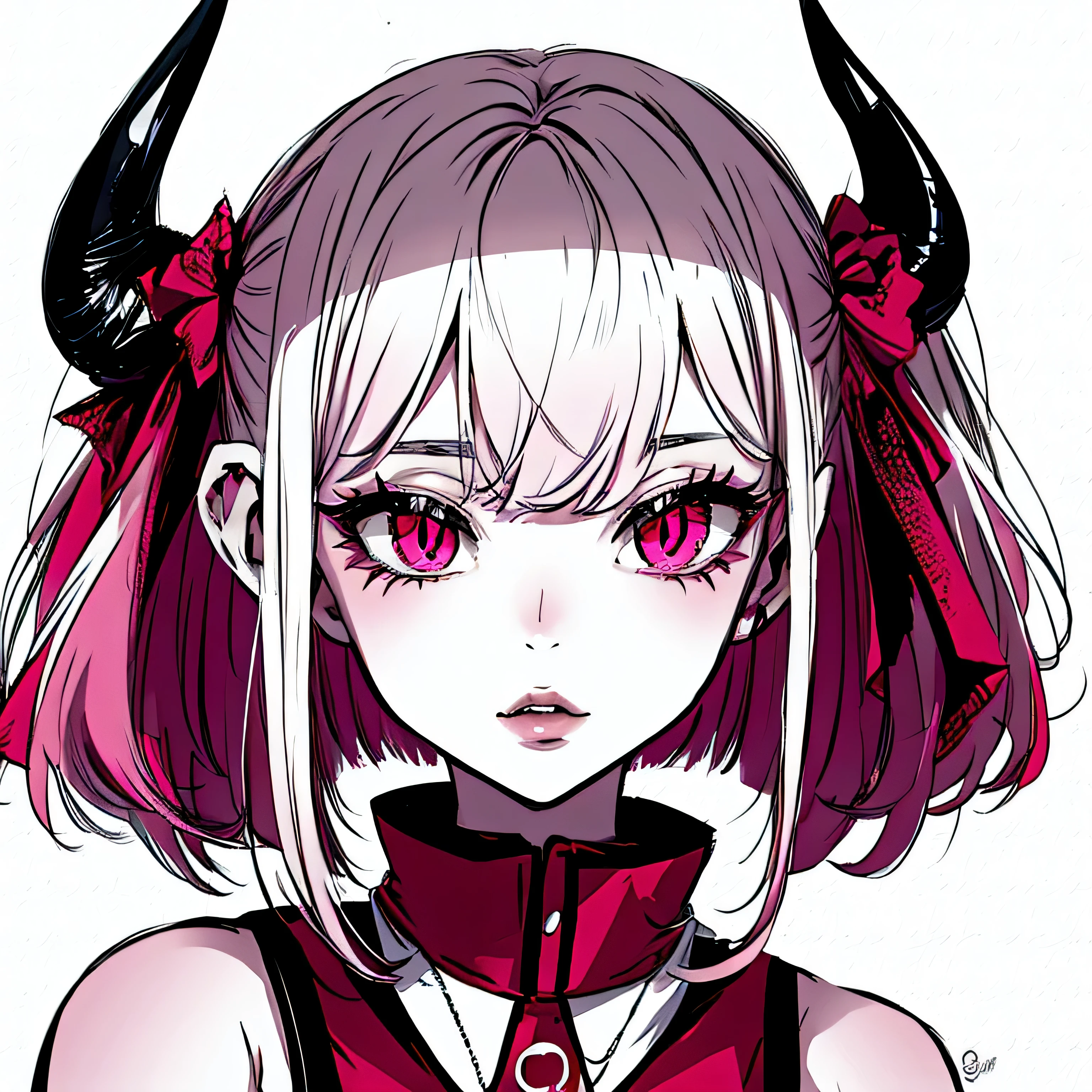 make a horror phonk portrait of a devil girl in clean rose colors