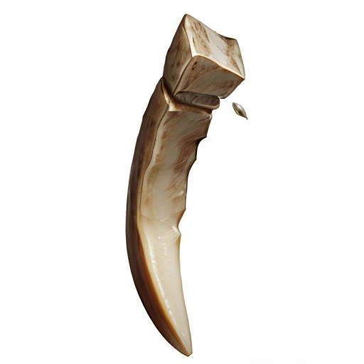 a large tooth, bone tooth, one canine tooth, a piece of tooth, Orc Tooth - If the tooth is put in a pocket it automatically casts Invisibility for 1d4 rounds., MagicItem_v1, (white background), fullshot