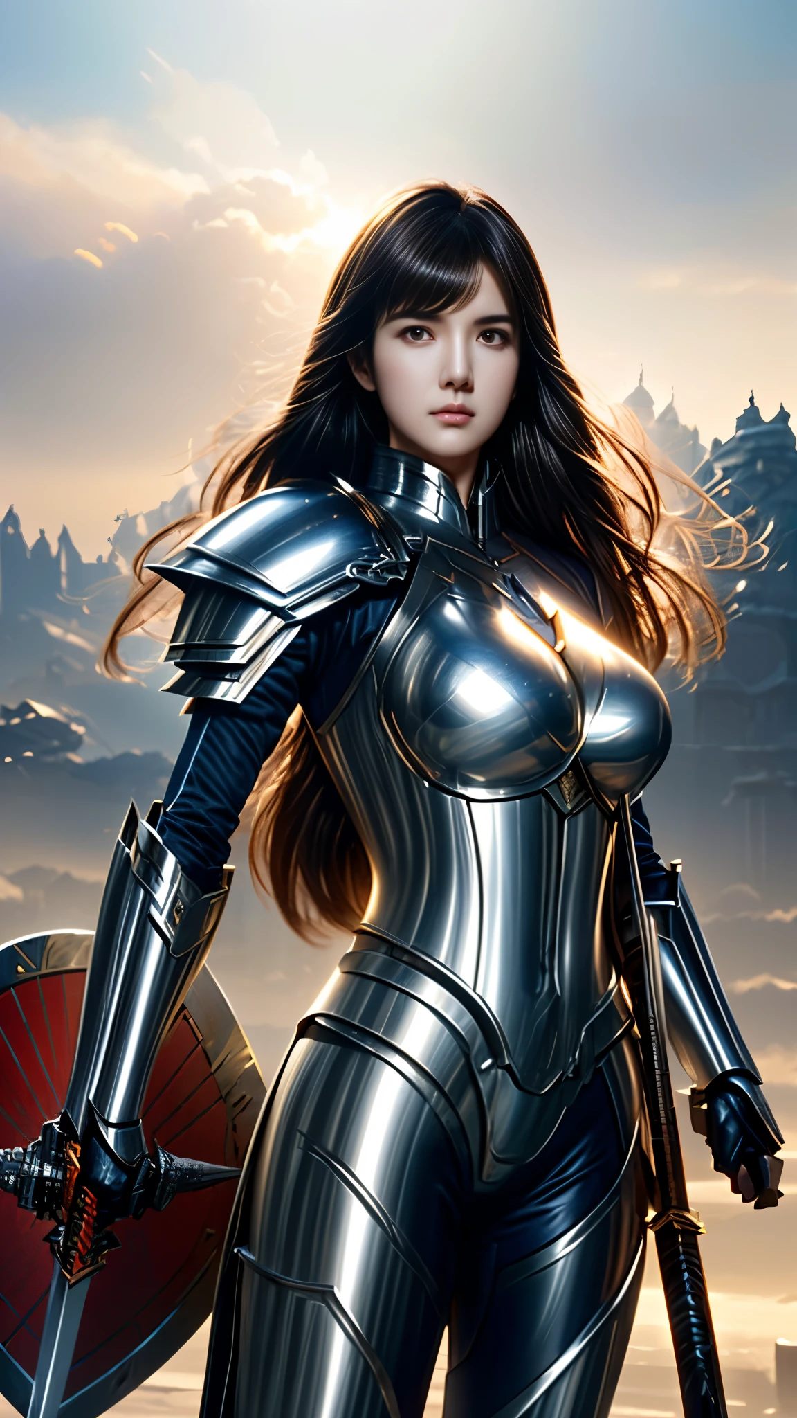 a woman in armor holding a sword and a shield, artgerm and atey ghailan, alena aenami and artgerm, artgerm julie bell beeple, artgerm craig mullins, by ruan jia and stanley artgerm, artgerm and craig mullins, wojtek fus, style ivan talavera and artgerm