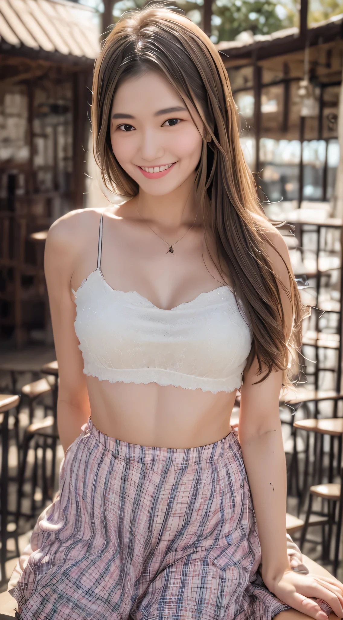 ((Best Quality, 8K, Masterpiece: 1.3)), 1girl, Slim Abs Beauty: 1.3, Big Breasts: 1.2), Dress: 1.1, Super Fine Face, Delicate Eyes, Double Eyelids, Smile, coffee shop