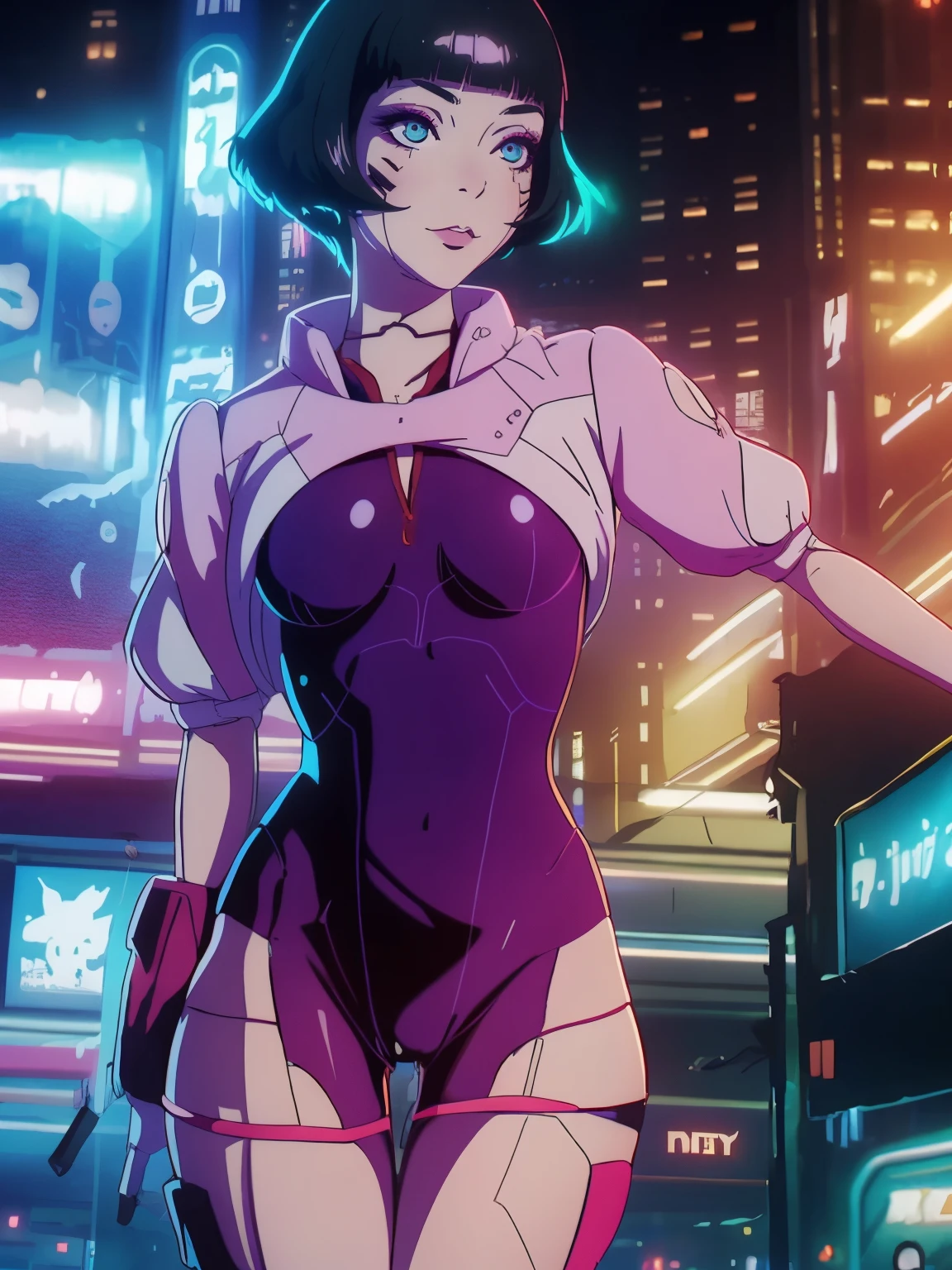 ((masterpiece)), (best quality),, official art, extremely detailed CG unity 8k wallpaper, highly detailed, shiny skin, Depth of field, vivid color,, 1girl, (curvy:1.0), (full body:0.8), portrait sophie mudd, casual pose, gorgeous young model, cute young woman, a beautiful -aged girl, very pretty model, young , cute young girl, beautiful young girl, beautiful model, short black hair, young and cute girl, girl, Saska Yakovleva, Cyberpunk Edgerunner anime, Sasha Yakovleva from anime, anime, shy, full body view, single person, fullbody view