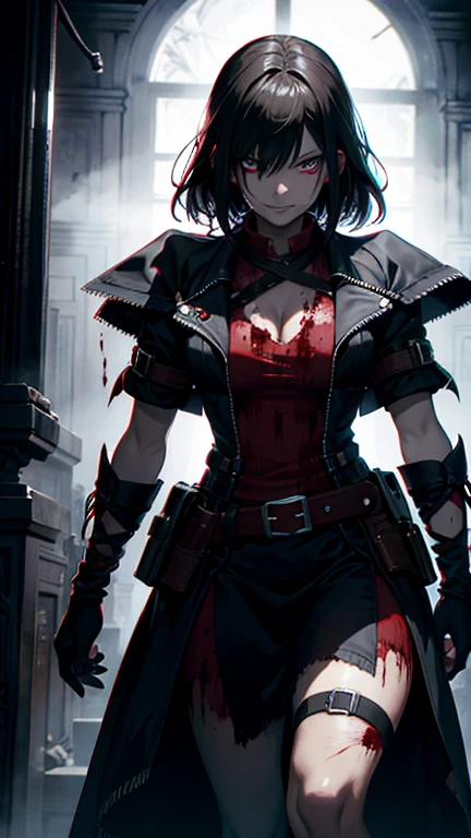 1girl, cowboy shot, solo, 1girl, ruby rose, black dress, long sleeves, red cape, pantyhose, masterpiece, best quality, <lora:Char - RubyRosev2:1>, grey eyes, kneeling, bleeding, injured, blood, holding arm, one eye open, pain, torn clothes,
dungeon, cave, monsters,