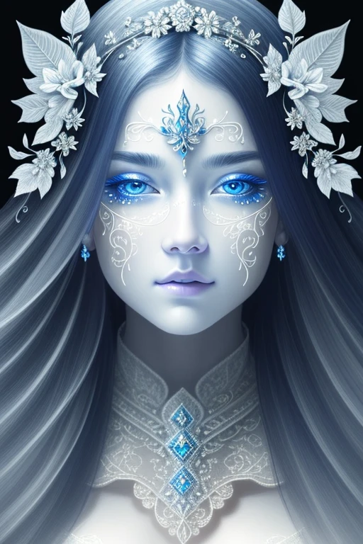 a close up symmetrical portrait of a female ghost, luminescent, mshn ghost, splashes of blue white, hyper realistic, intricate design, (insanely detailed:1.4), (extremely fine details:1.35), Extremely sharp lines, steel, cinematic lighting, Photorealistic, a detailed painting by Ayami Kojima and Lilia Alvarado, (best quality, high quality, absurdres, intricate detail, masterpiece, cinematic), highly detailed, motion blur, film grain, noise, lens effects,