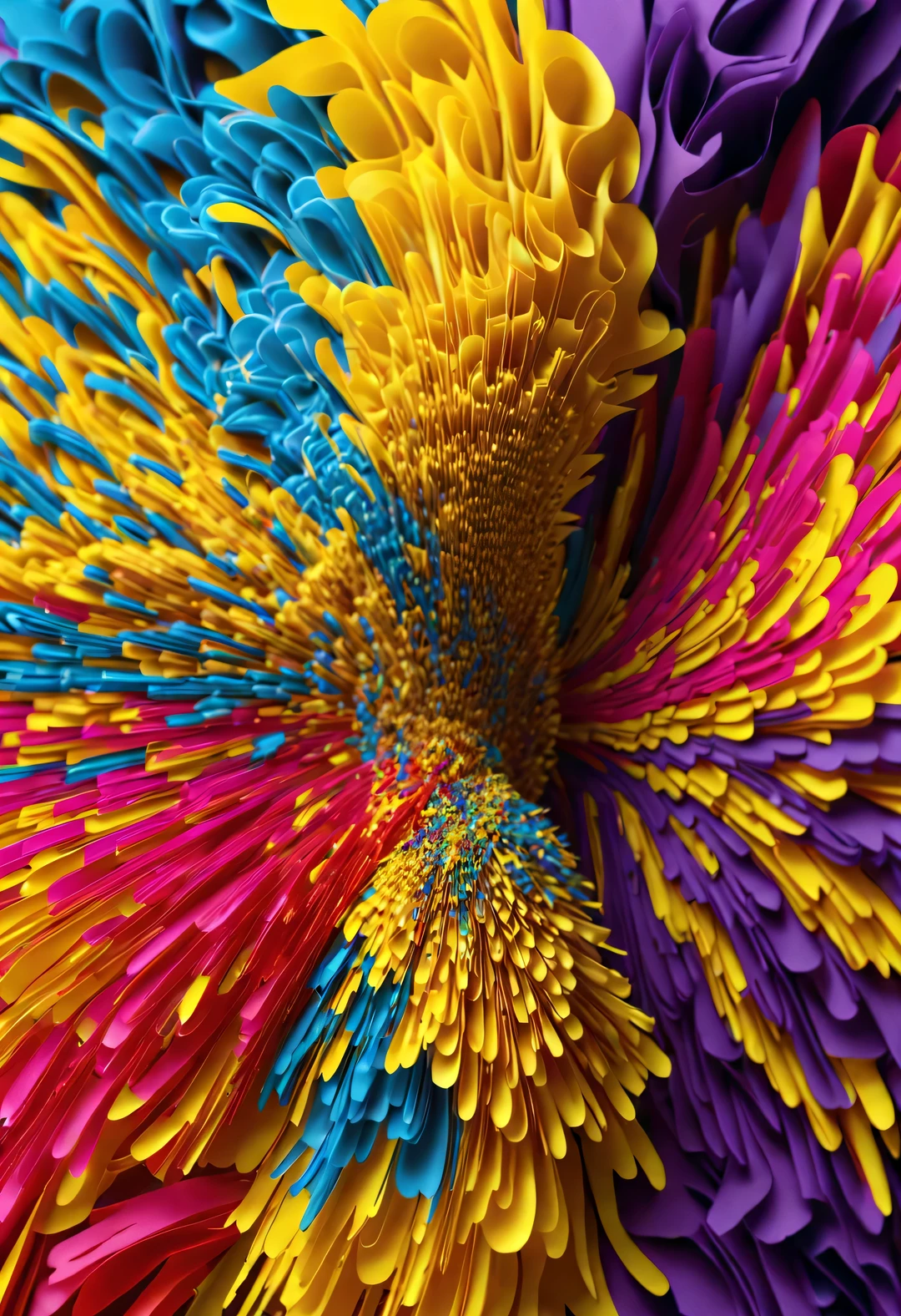 Colorful shredded paper is like a butterfly, a golden cave, Spin wildly in the vortex,