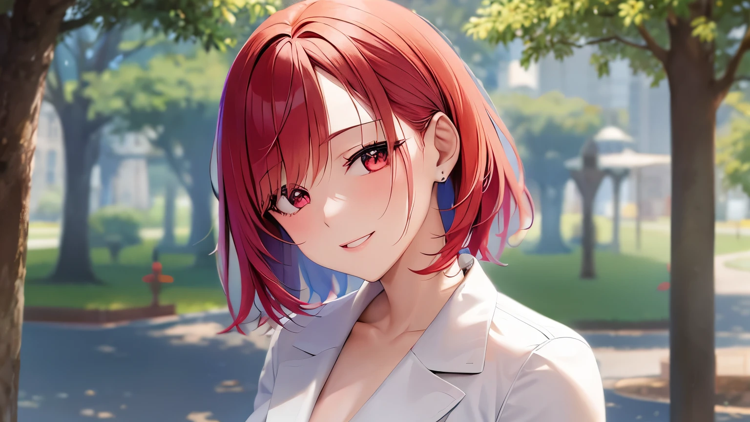 The background is a park、squirt