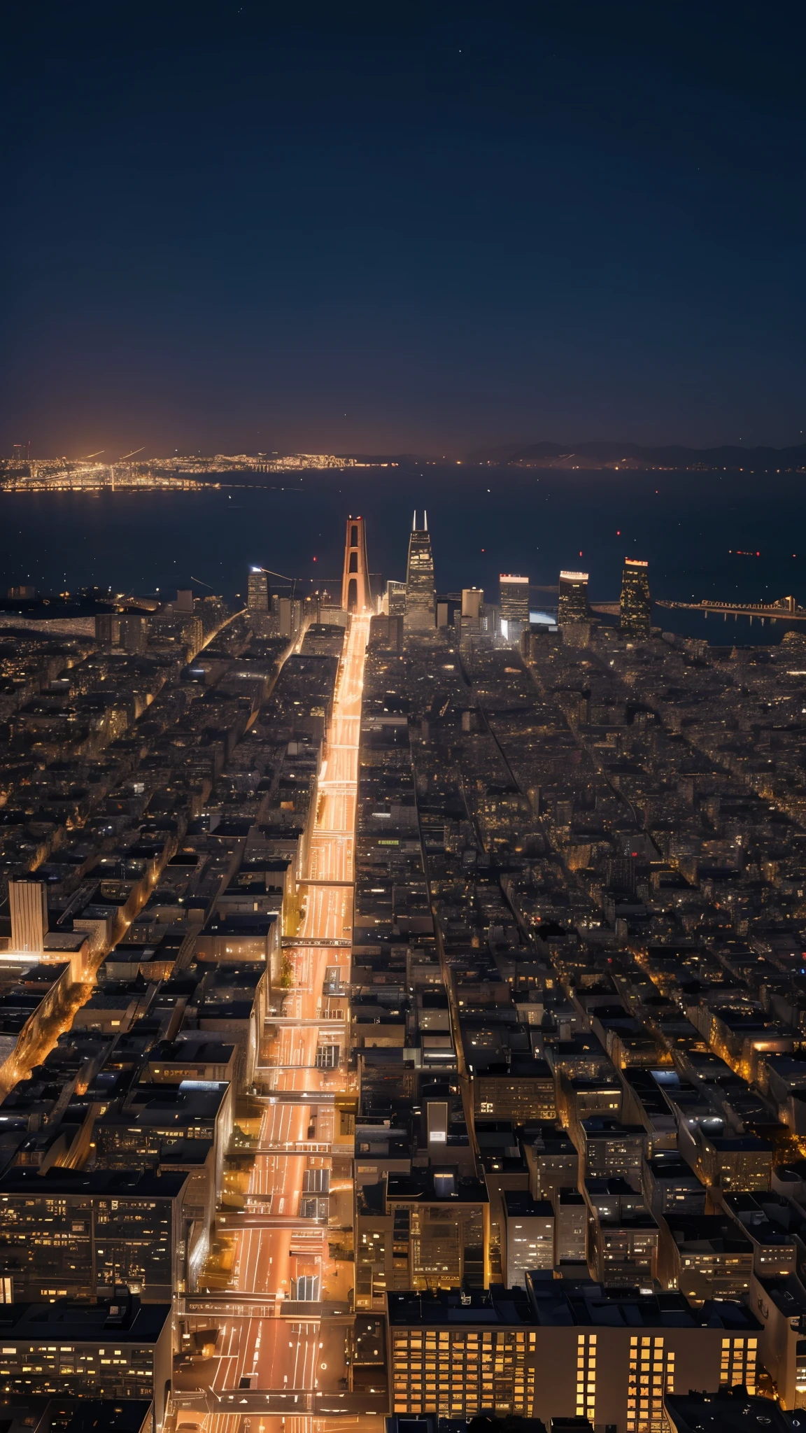 night in the city of san francisco, estados unidos, lua cheia, melhor fotografia, obra prima, 8k
