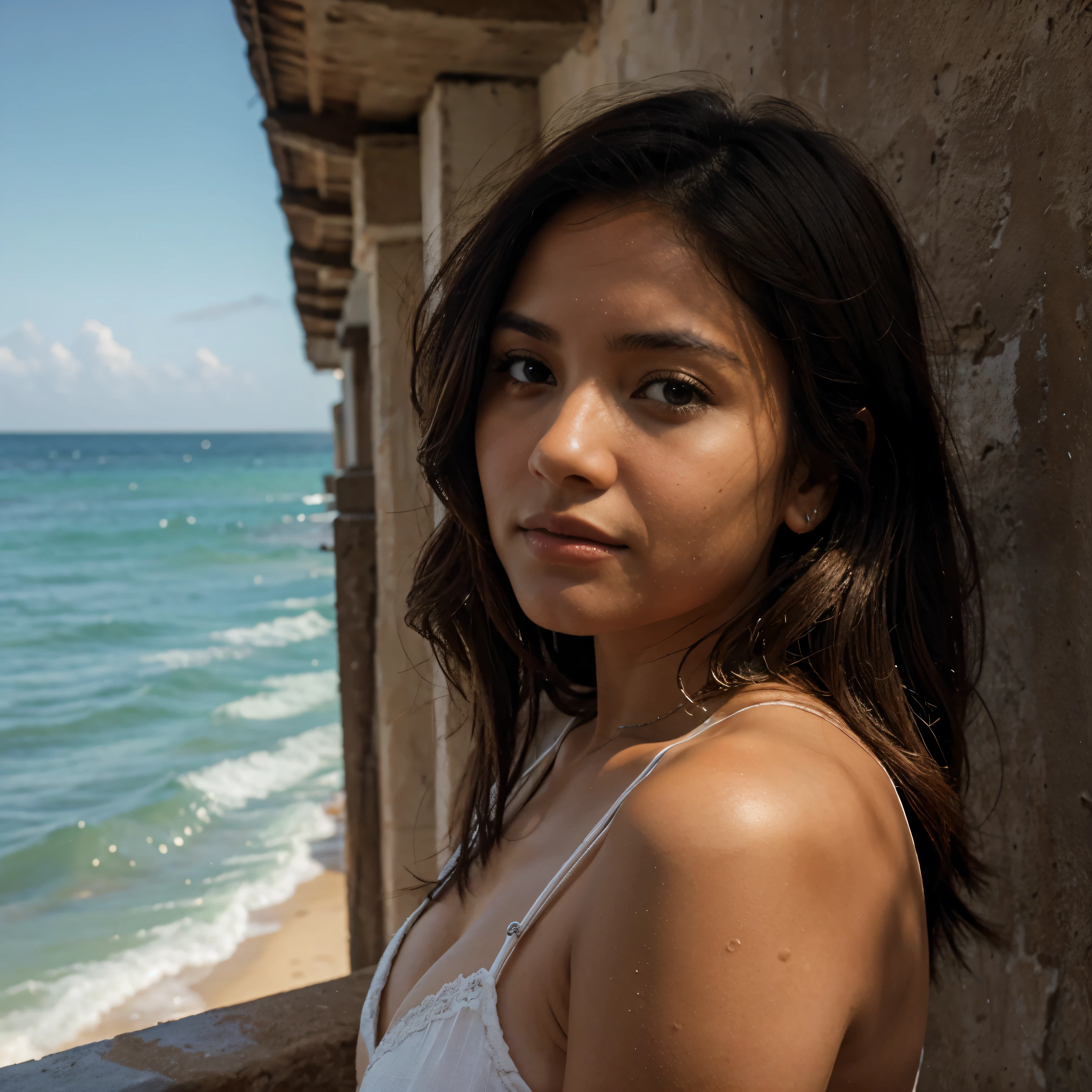 morena viendo el mar