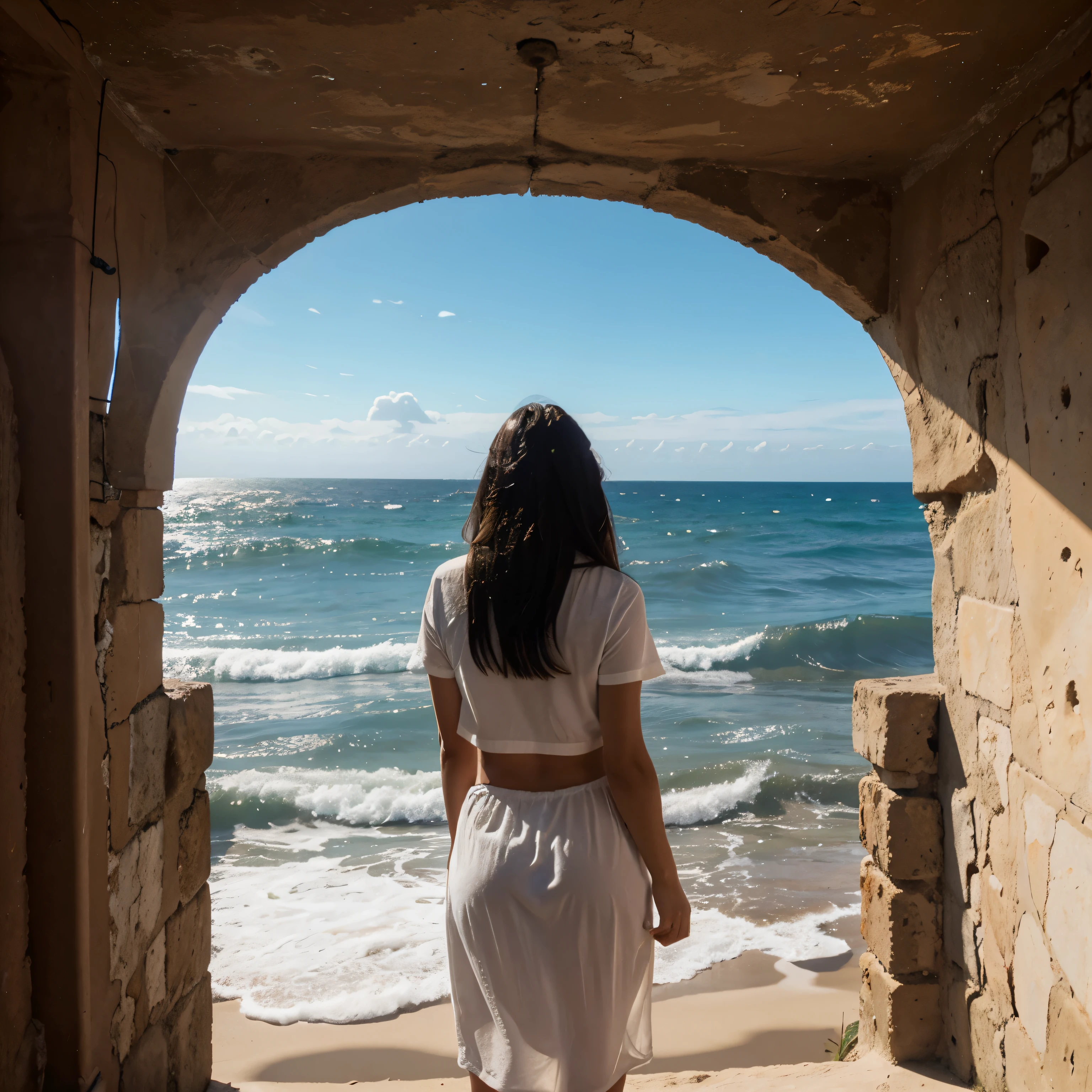 morena viendo el mar