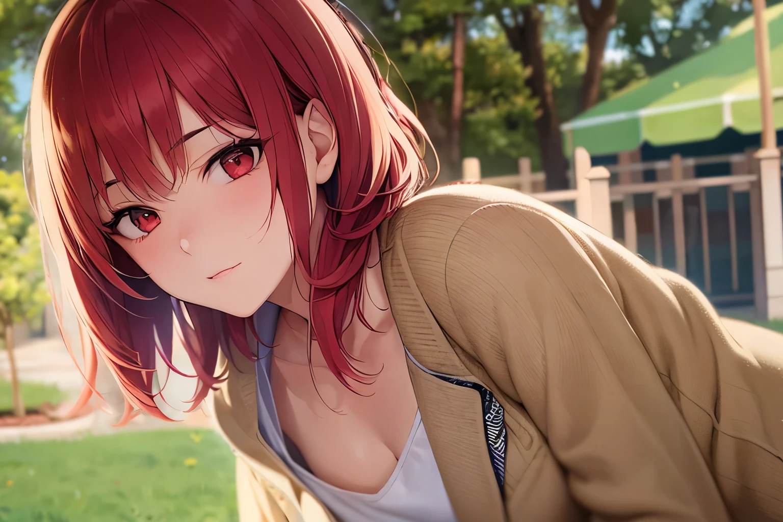 The background is a park、squirt