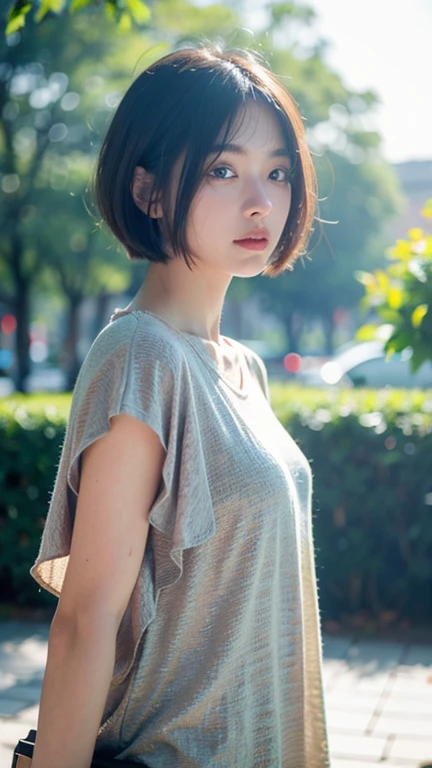 A girl named Amy, Bob Cut, POV, Lens Flare, f/2.0, 105mm, Hasselblad, UHD, retina, masterpiece, ccurate, anatomically correct, textured skin, super detail, high details, high quality, best quality, highres, 1080P, HD, 4K, 8k, Casual Clothing