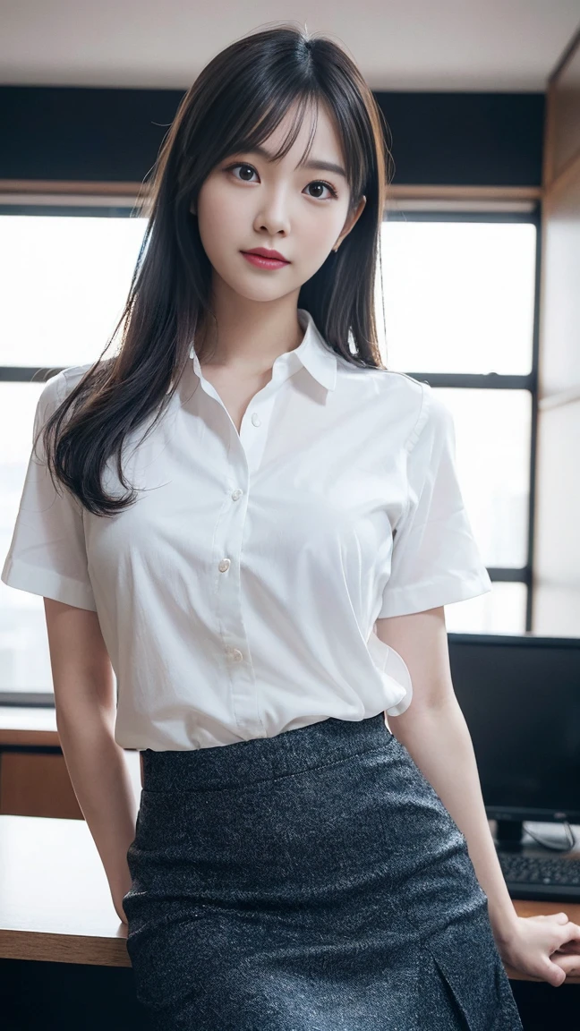無邪気な 20 歳の女の子、((日本のOL, セクシーなオフィスシャツ