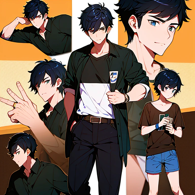 Student cap、black hair、short hair、Handsome guy、whole body