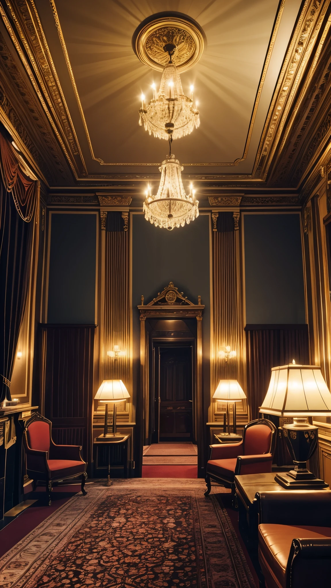 victorian room with cinematic lights, 4k, cinematic light