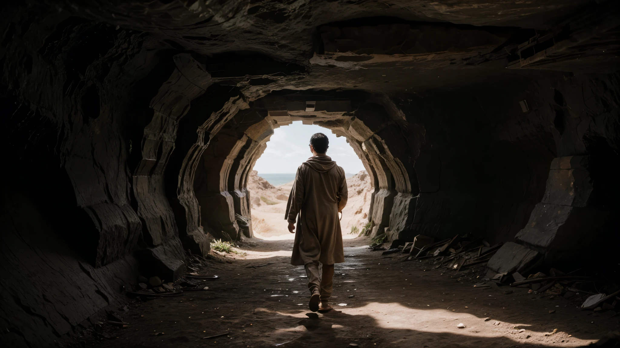 Aladdin used his first wish to escape the cave, and the Genie transported him back to Agrabah