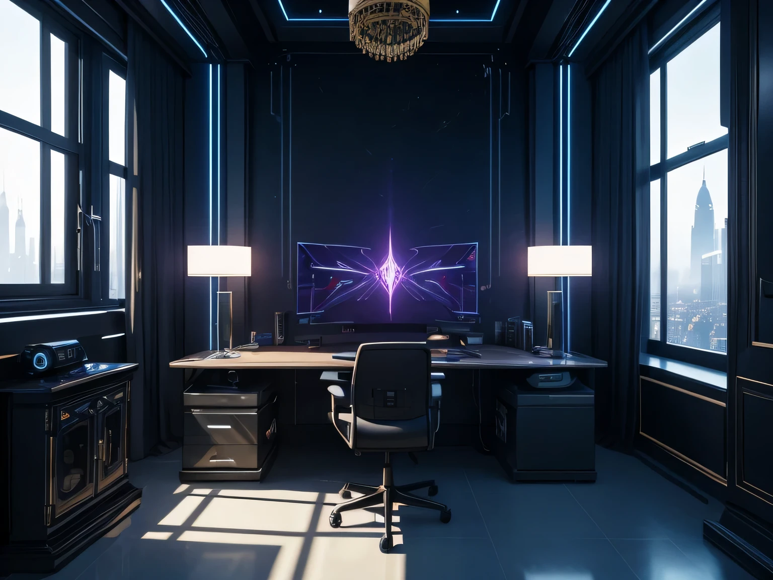 pieces fly, 最high quality, high quality, that'exquisite, beautiful, 8K, cyber punk, inside the room, illumination
