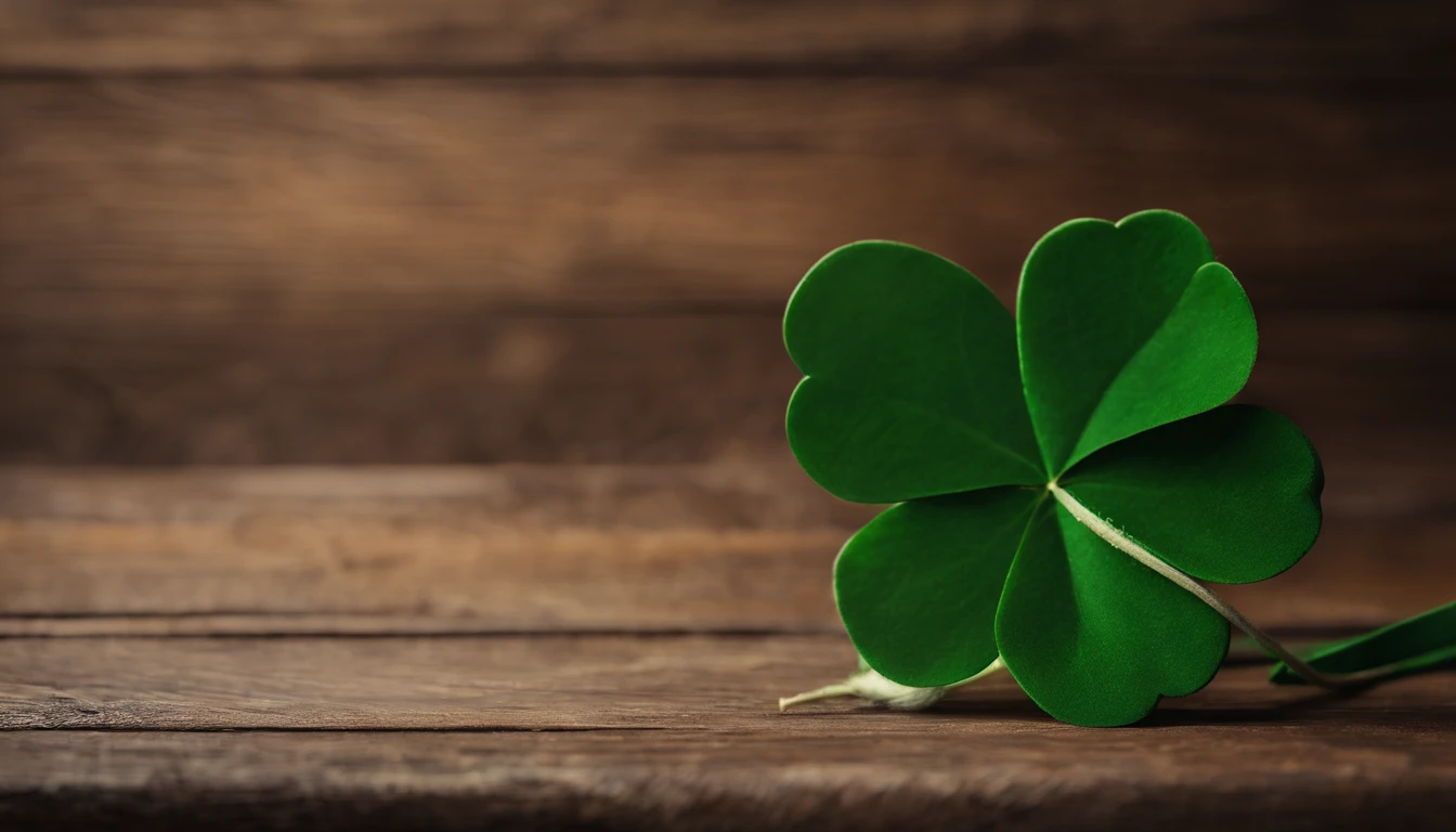 A high-resolution image showcasing a blank St. Patrick’s Day template, with a rustic wooden background, empty spaces for text or graphics, and decorative elements like clovers or Irish flags, providing a warm and inviting setting for personalized designs.