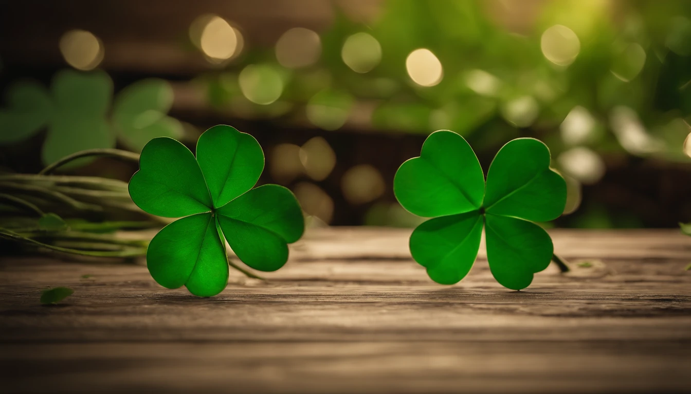 A high-resolution image showcasing a blank St. Patrick’s Day template, with a rustic wooden background, empty spaces for text or graphics, and decorative elements like clovers or Irish flags, providing a warm and inviting setting for personalized designs.