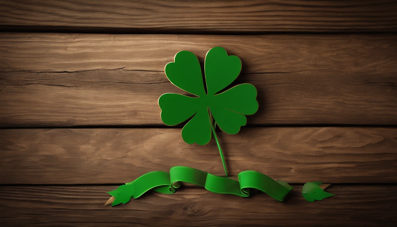 A high-resolution image showcasing a blank St. Patrick’s Day template, with a rustic wooden background, empty spaces for text or graphics, and decorative elements like clovers or Irish flags, providing a warm and inviting setting for personalized designs.