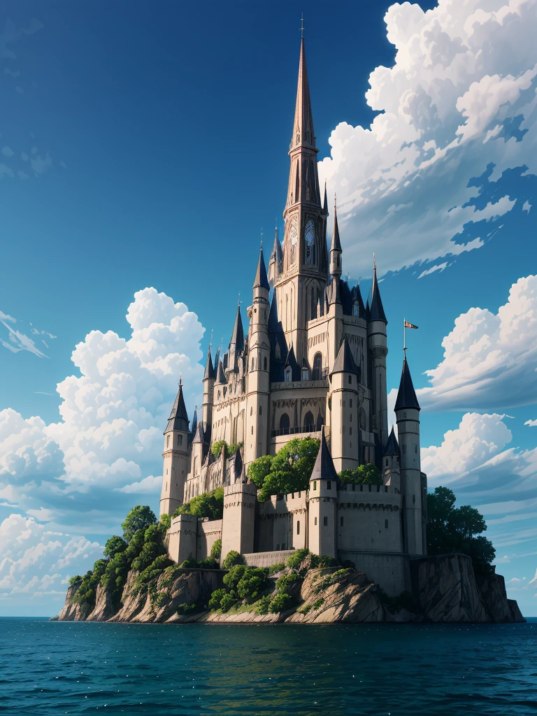 (((masterpiece、Highest image quality、highest quality、highly detailed unity 8kwallpaper)))、(A castle on a lonely island)、tower