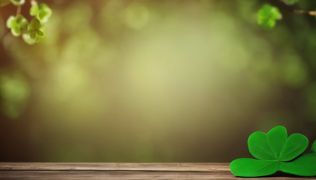 A high-resolution image showcasing a blank St. Patrick’s Day template, with a rustic wooden background, empty spaces for text or graphics, and decorative elements like clovers or Irish flags, providing a warm and inviting setting for personalized designs.