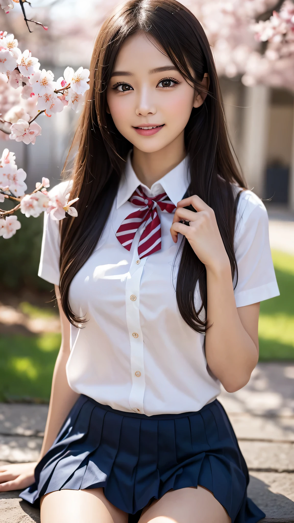 (Pink lace panties),((smile))、Confused、RAW Photos、(((The ultimate portrait masterpiece)))、((The cutest girl in the world))、1 girl、、Japanese、Cute Face、((Silky Hair))、(A high ponytail tied with a ribbon:1.4)、((Super huge breasts:1.4))、((Eyes that shine like jewels))、Glowing Skin、(young woman;A school uniform consisting of a transparent white shirt, Thin ribbon, blazer, Checkered pleated skirt.:1.5)、Winter clothes、(Uniforms made from high-quality fabrics:1.4)、Ultra-detailed uniforms、(She shyly pulls up her skirt:1.3)、(Lace panties are visible.:1.3)、((Crotch from the front))、A skirt fluttering in the wind、eyeliner、Beautiful Bangs、Hair between the eyes、((solve、High resolution))、Detailed Background、8KUHD、Digital SLR、Soft Light、high solve、Film Grain、Fujifilm XT3、Shallow depth of field、自然なSoft Light、Narrow waist