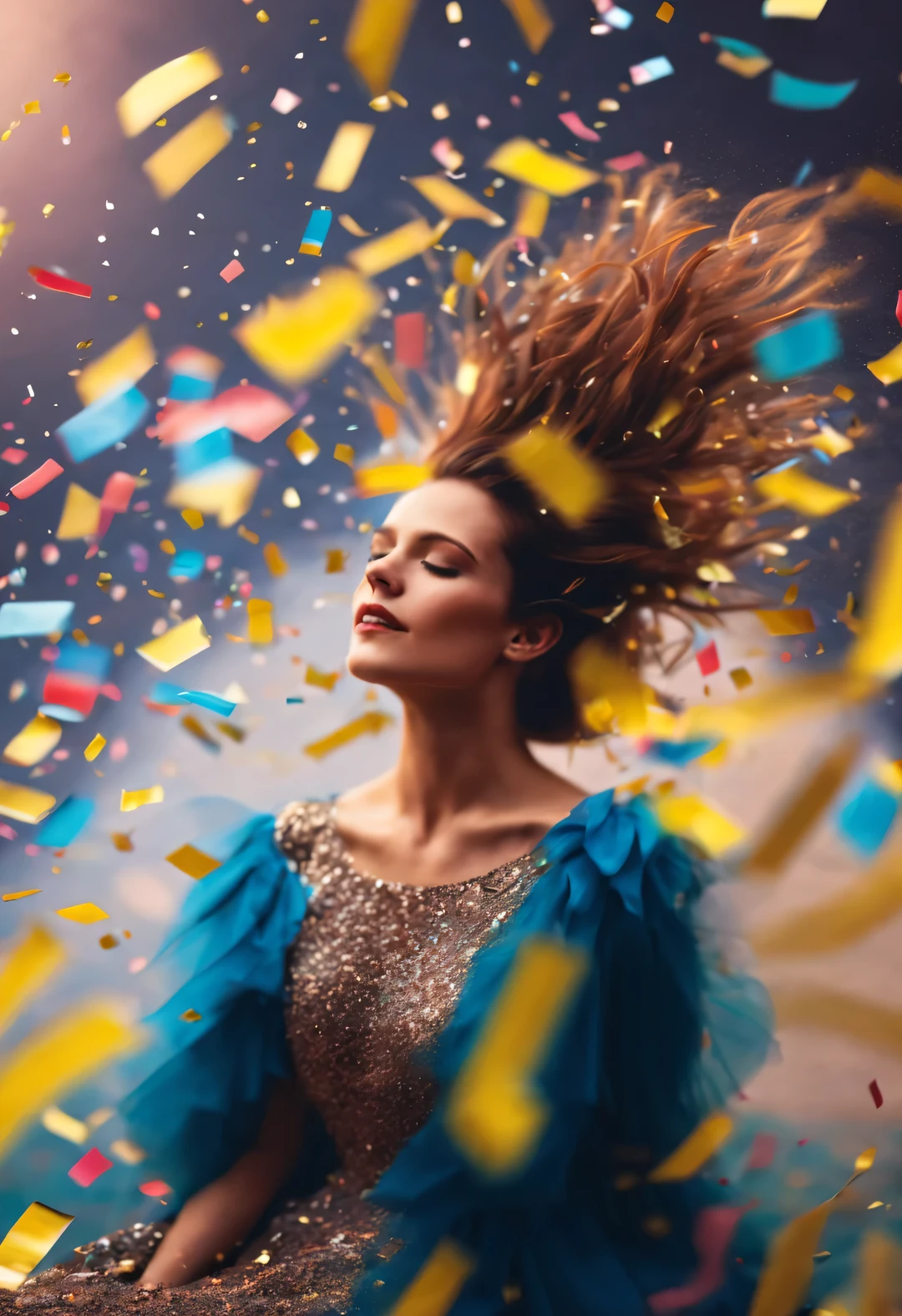 (Confetti is flying），Alyssa Lazer (Aliza Razell) style, beautiful details，