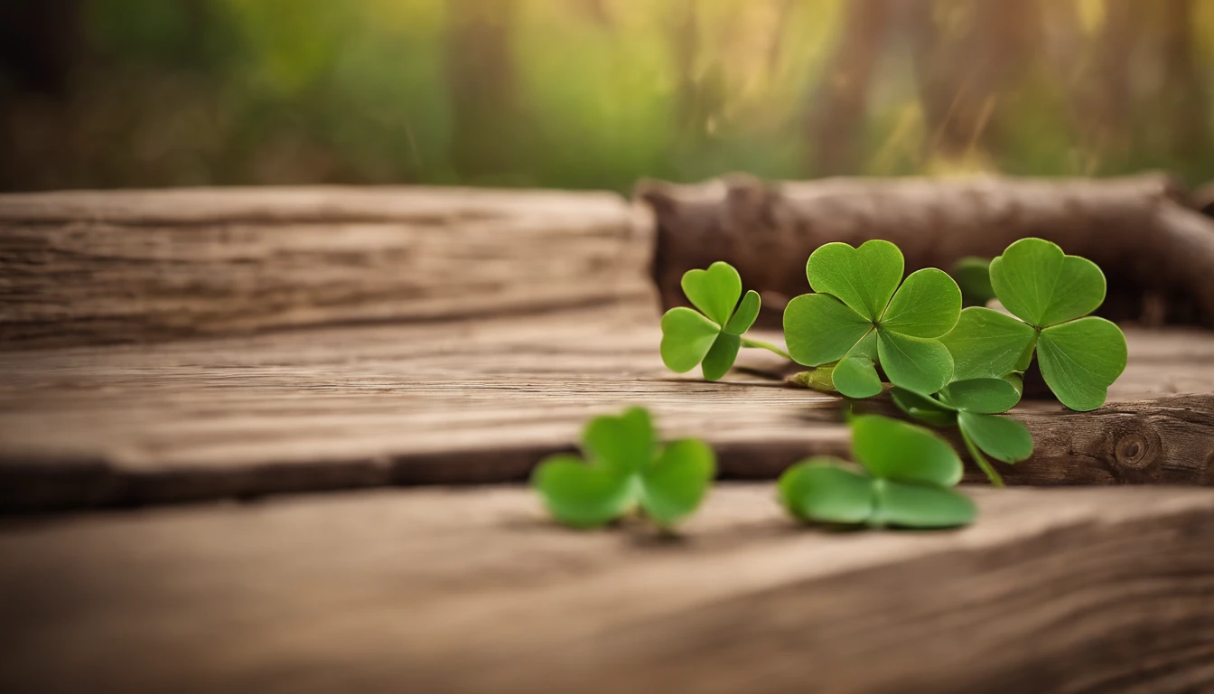 A high-resolution image showcasing a blank St. Patrick’s Day template, with a rustic wooden background, empty spaces for text or graphics, and decorative elements like clovers or Irish flags, providing a warm and inviting setting for personalized designs.