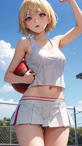 Female Athletes, ((masterpiece, Highest quality, Best image quality, High resolution, Realistic, RAW Photos, 8K)), ((非常に詳細な CG 統合 8K 壁紙)), (Huge and stunning goddess shot, Very hot and sexy, Incredible beauty, Perfect proportions, Beautiful body, Slim body beauty:1.4), Female Athletes on the track, スポーツブラを着用したFemale Athletes, White see-through trunks, shoes, Sweaty, White see-through running sweatshirt, Outdoor, On a very hot day, Please put your hands on your hips、stand with feet apart, Looking up at the sky, From behind, Amidst enthusiasm and cheers, With the right hands and fingers, Detailed skin and sweat,Showing off pussy、With bangs、From below、(Spread your legs:1.3)、Race number、School name on bib、Company name on bib