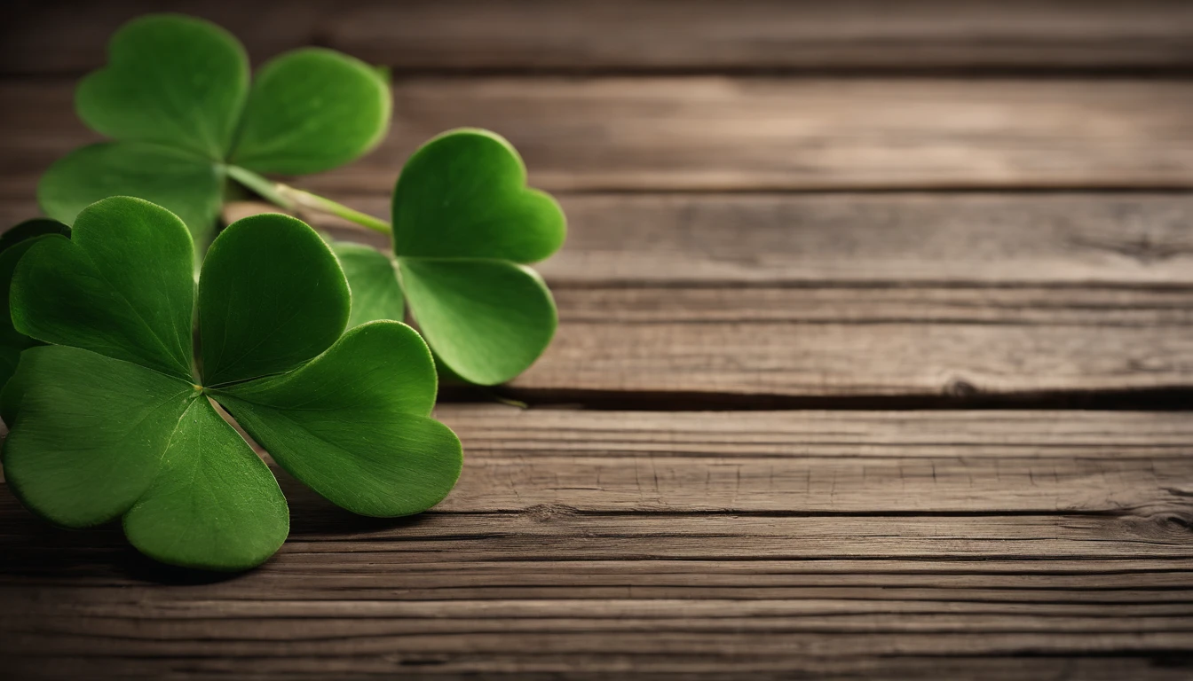 A high-resolution image showcasing a blank St. Patrick’s Day template, with a rustic wooden background, empty spaces for text or graphics, and decorative elements like clovers or Irish flags, providing a warm and inviting setting for personalized designs.