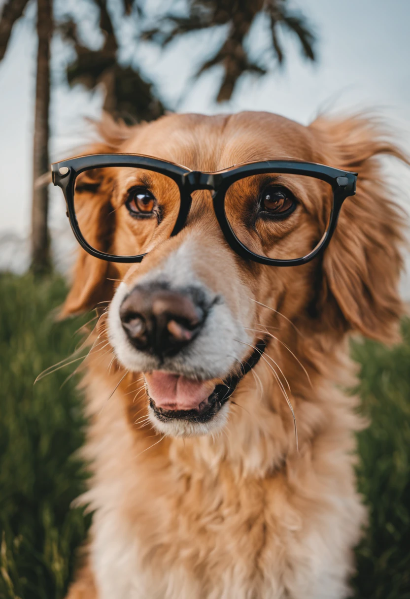 A dog with glasses