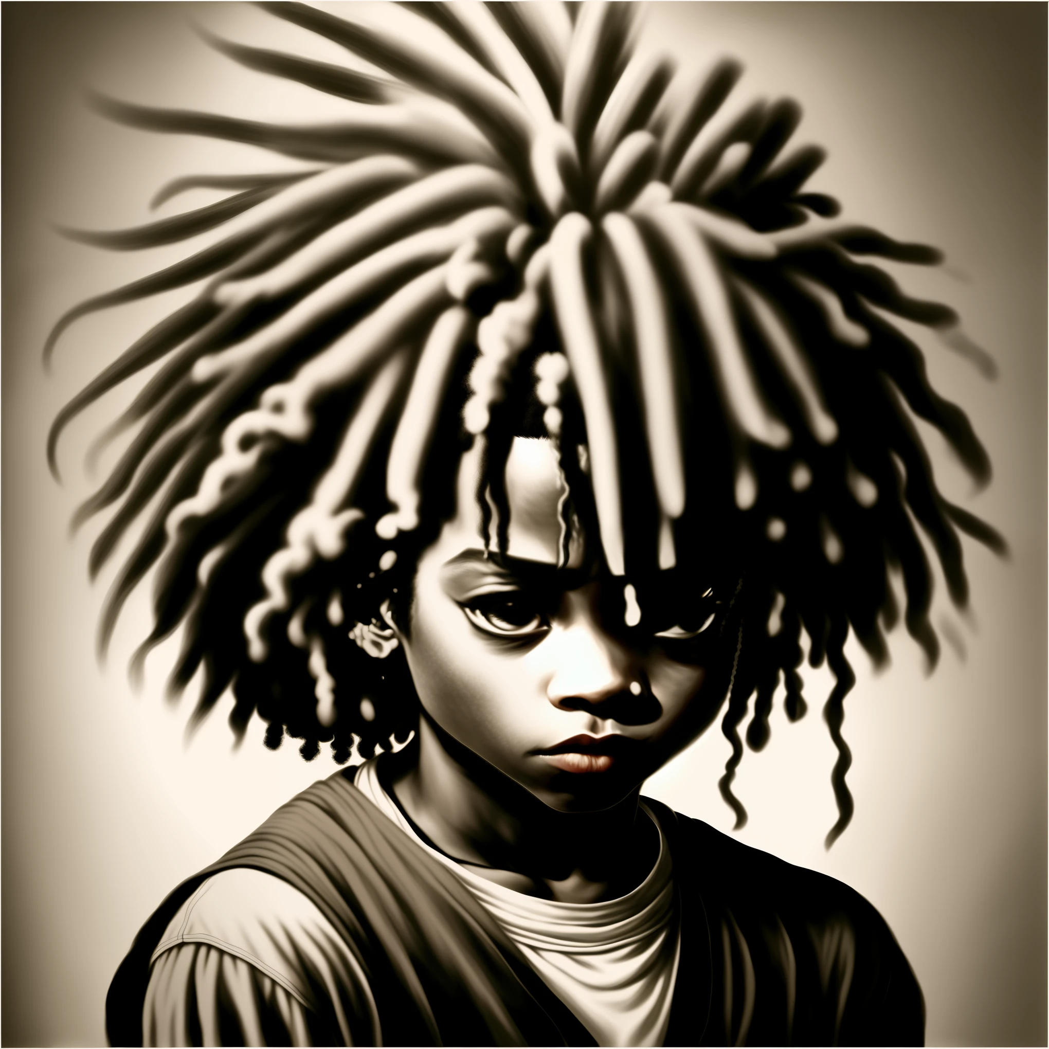 I want a crying expression , example of 1 male characters in graphite pencil drawing, cabelo afro caindo para a frente, Tipo Rasta, 8k Camera, para colocar de perfil no tiktok,