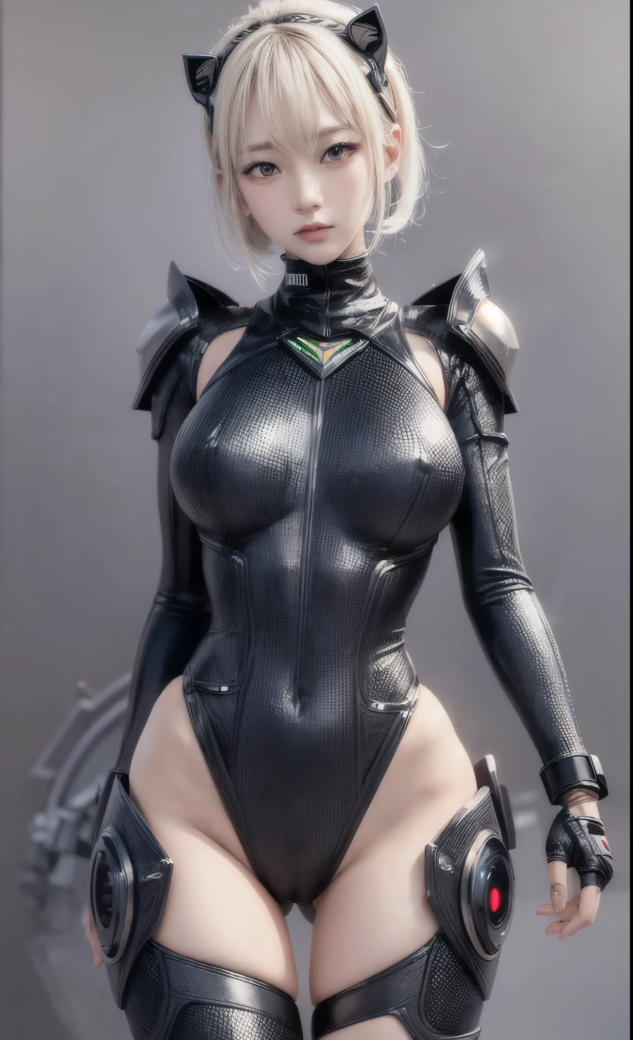 delicate face, 20 year old KPOP idol {cyborg} girl, (carbon fiber cyborg body), carbon fiber body, {{angled bob}}, (big breasts:1.15), (mechanical joint), bangs, attractive curves, central pelvis, seaside, standing posture, beach, glowing skin, ((Puffia leolas)), (High leg, spread your legs, camel toe, camel toe, vulva shaped:1.25), (cyber punk, Science fiction:1.2), [[[shining neon]]], (Upper body:1.15), (8K, RAW photo, highest quality, masterpiece: 1.45), (NSFW:1.15)、(camel toe, camel toe, vulva shaped:1.25)