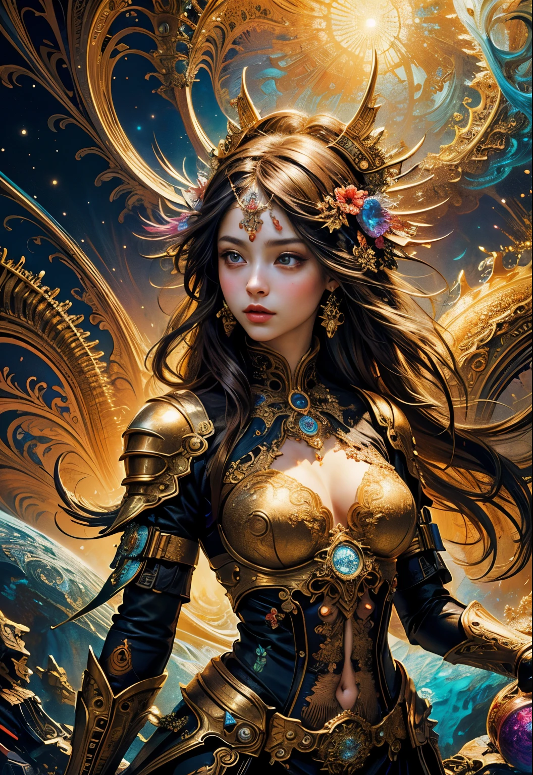 (Masterpiece, Highest quality, best quality, official art, beautiful and beautiful:1.2), (1 girl), very detailed,(fractal art:1.3),colorful,Maximum details