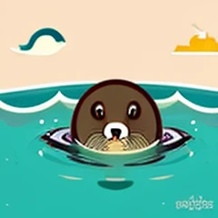 Draw an illustration of a sea otter that lives in the sea