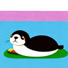 Draw an illustration of a sea otter taking a break