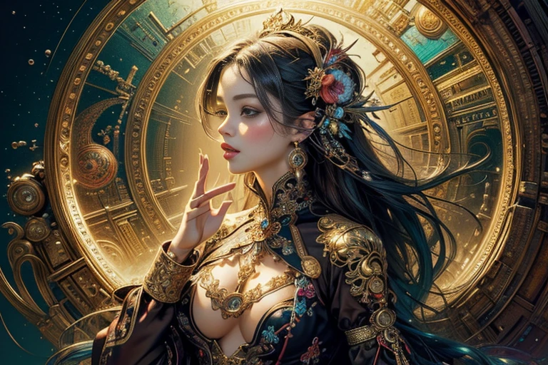 (Masterpiece, Highest quality, best quality, official art, beautiful and beautiful:1.2), (1 girl, erotic), very detailed,(fractal art:1.3),colorful,Maximum details