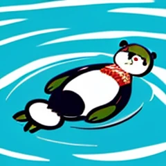 Draw an illustration of a sea otter taking a break。however、Wow!、Try to make it look like it's full of fun.