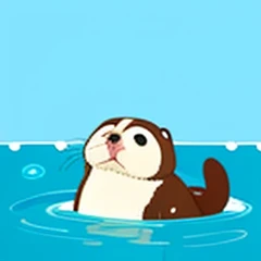 Draw an illustration of a sea otter taking a break。however、Wow!、Try to make it look like it&#39;s full of fun.