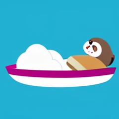 Draw an illustration of a sea otter taking a break。however、Try to give off a cute feeling