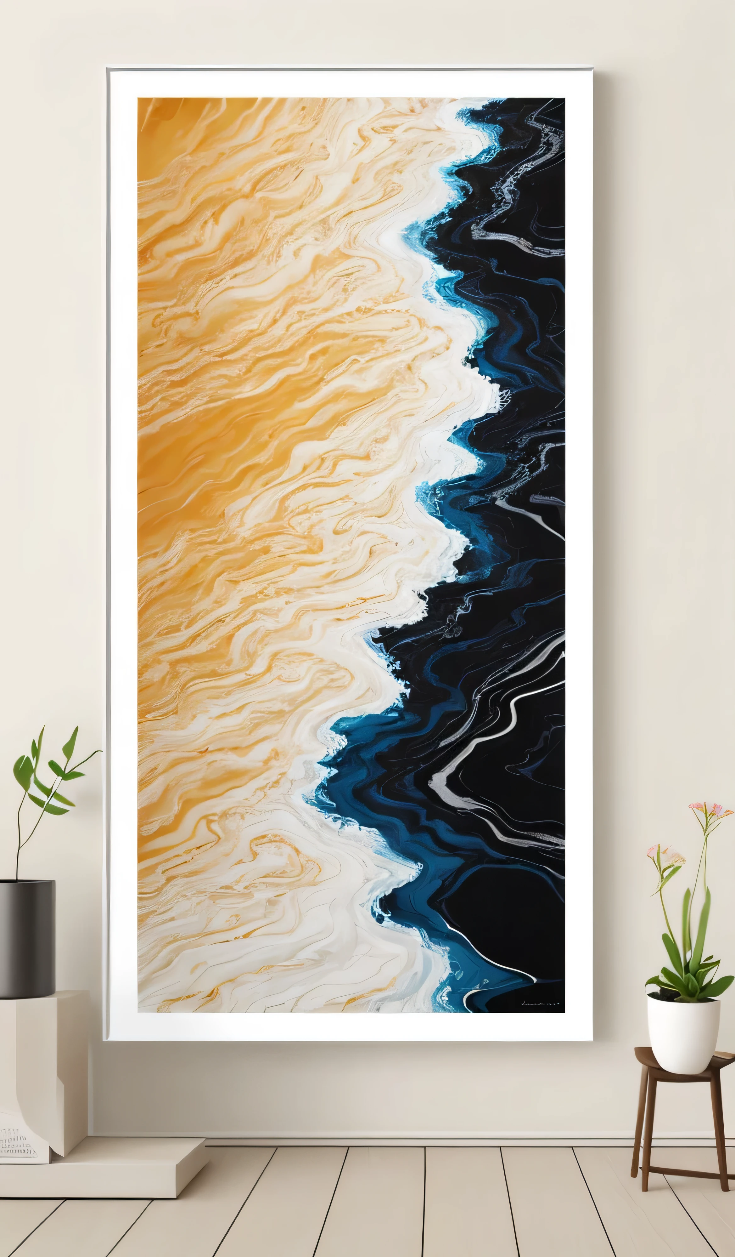 a picture of a painting of a wave pattern on a wall, canvas art print, trending digital art, 3 d oil painting, extremely high quality artwork, carved marble texture silk cloth, 3d geometric abstract art, digital matte black paper art, abstract minimalism art painting, abstract 3 d artwork, digital art - w 700, multi-layered artworks