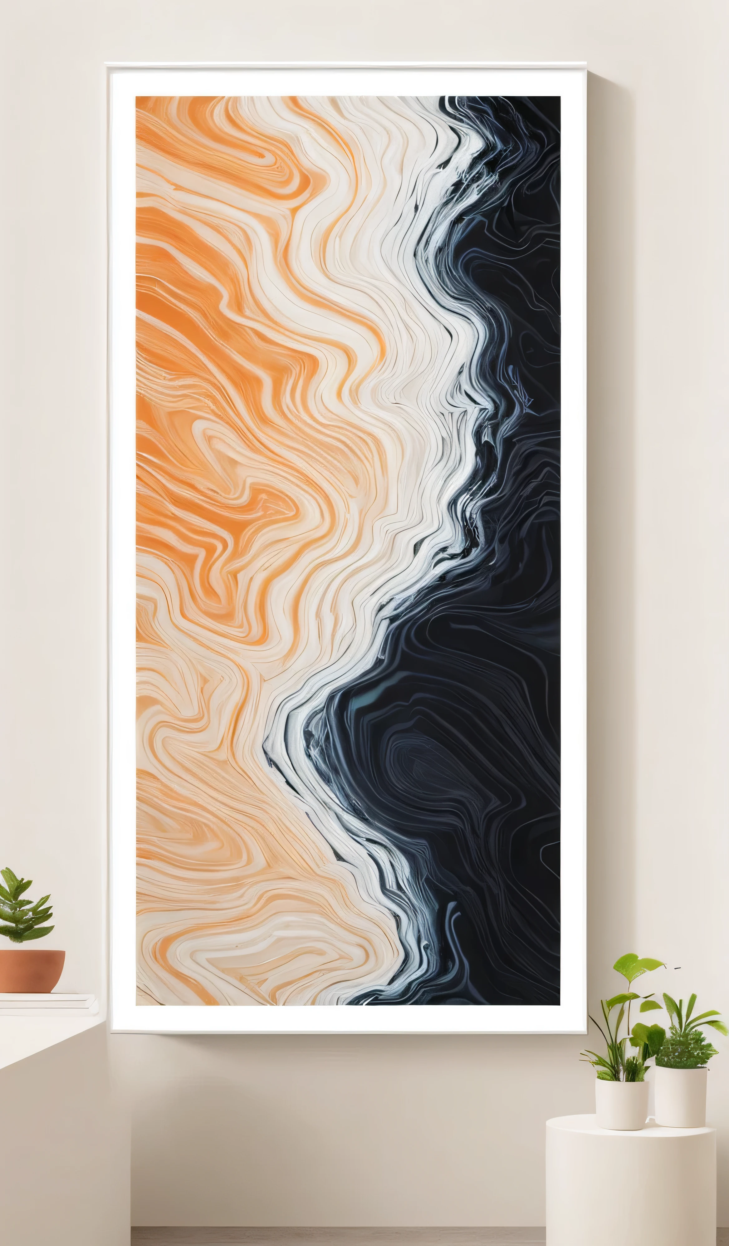 a picture of a painting of a wave pattern on a wall, canvas art print, trending digital art, 3 d oil painting, extremely high quality artwork, carved marble texture silk cloth, 3d geometric abstract art, digital matte black paper art, abstract minimalism art painting, abstract 3 d artwork, digital art - w 700, multi-layered artworks