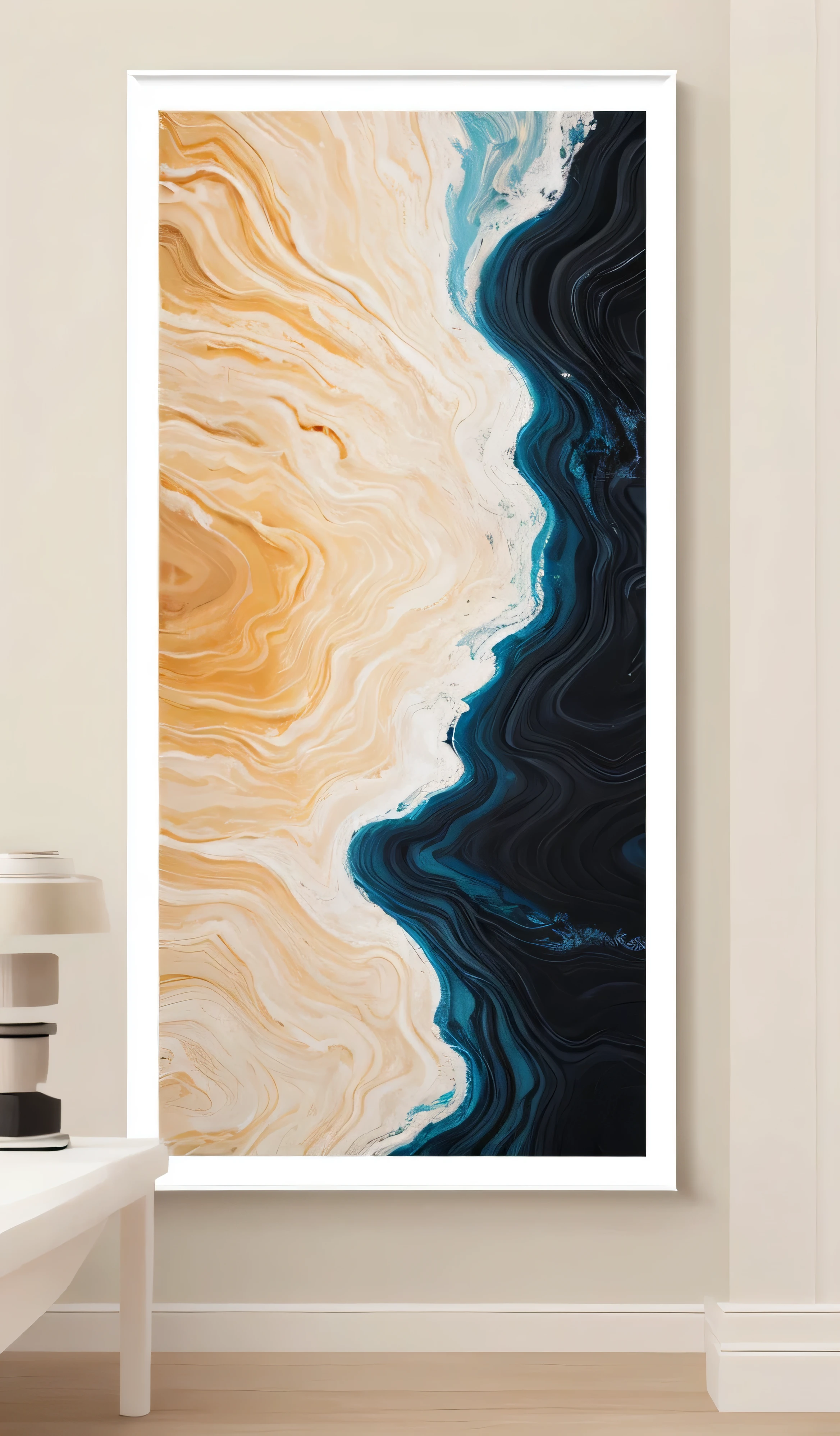 a picture of a painting of a wave pattern on a wall, canvas art print, trending digital art, 3 d oil painting, extremely high quality artwork, carved marble texture silk cloth, 3d geometric abstract art, digital matte black paper art, abstract minimalism art painting, abstract 3 d artwork, digital art - w 700, multi-layered artworks