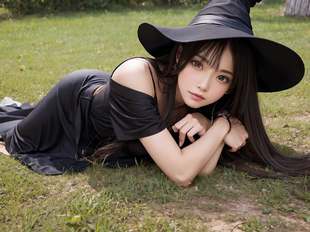 postcard、witch、lie down　Halloween　　looking at me
