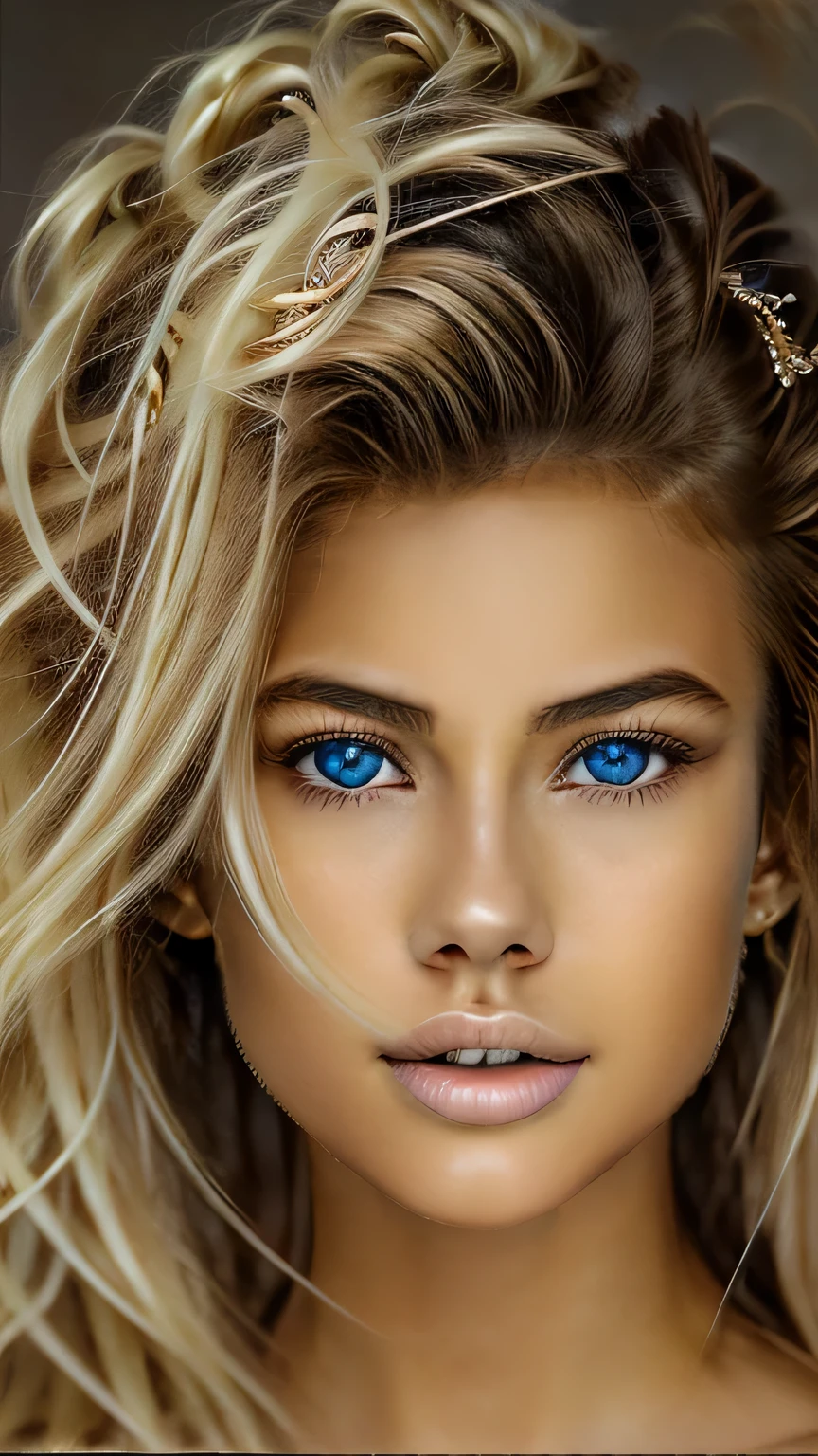 (((realistic eyes、美しい詳細なblack eye)))、long hair､black eye､blonde woman､pose for a photo, 美しいblonde woman, ((Unparalleled beauty 30 years old))、beautiful blonde girl, blonde and attractive features, soft portrait shot､8K, gorgeous and attractive face, attractive woman face, beautiful woman pictures, beautiful female model, 魅力的なbeautiful face, beautiful model portrait, blonde woman, beautiful young face, beautiful young woman､masterpiece, 最high quality, high quality, High resolution､ beautiful face、(realistic face)、realistic eyes、美しい詳細なblack eye、realistic skin、beautiful skin、surreal、very detailed、((space background))